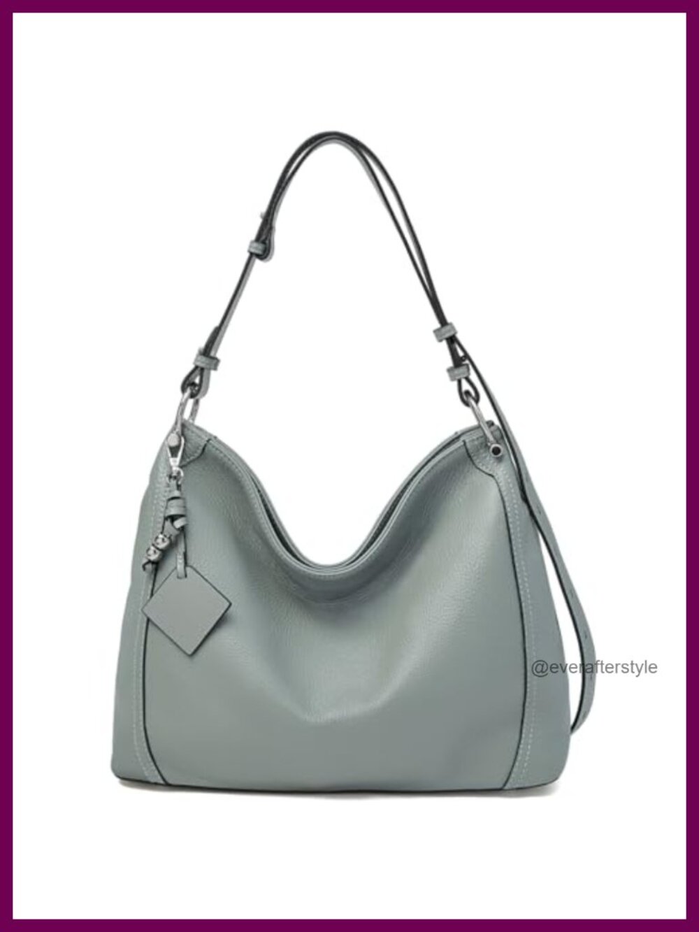 Cowhide Leather Hobo Bag Slouchy Crossbody Shoulder Handbag Adjustable Strap